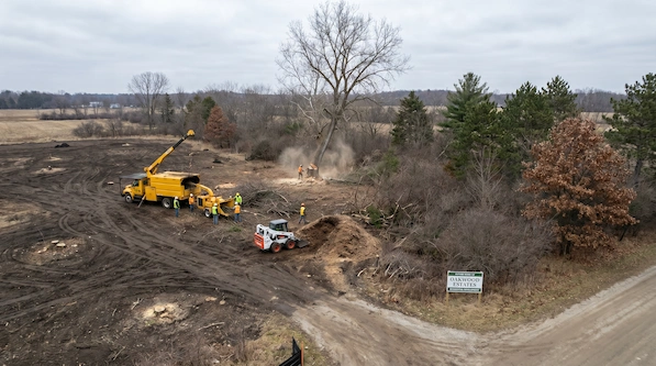Lot clearing for construction site prep in Ingham County